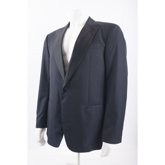 Giorgio Armani Mens Tuxedo Suit Jacket 54 Pants 58 Set Black Blue Honeycomb NWT - Picture 4 of 12